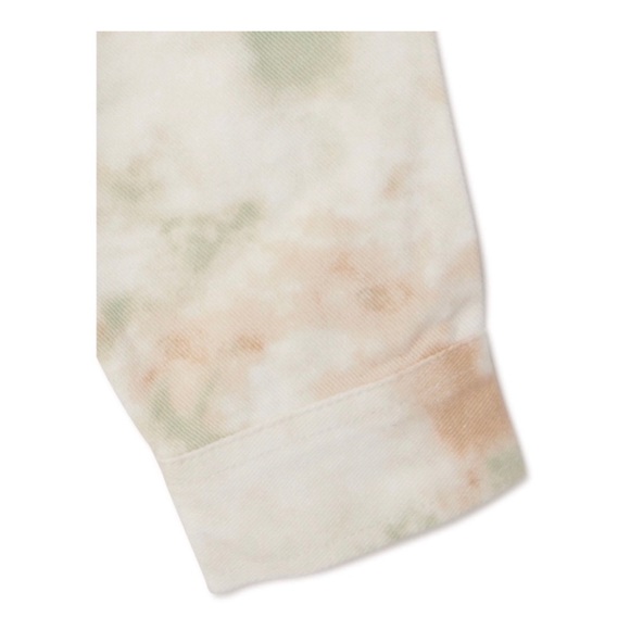 All Season Button Down Shirt/Jacket Cream/Tan/Green Tie-dye Camo sz: S - Picture 3 of 3